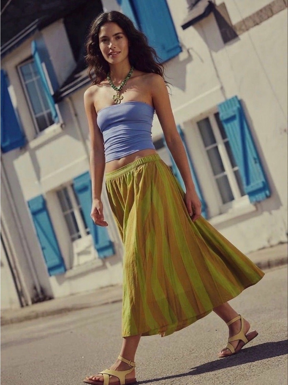 NWT FREE PEOPLE LOWEN STRIPED MIDI SKIRT
